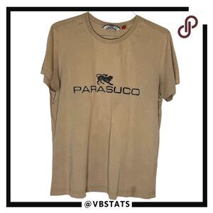 Parasuco Men's Crewneck Short Sleeve Cotton Logo Pullover T-Shirt‎ Tan Large